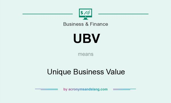 What does UBV mean? It stands for Unique Business Value