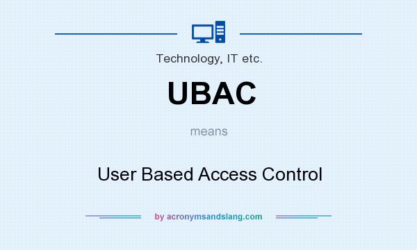 What does UBAC mean? It stands for User Based Access Control
