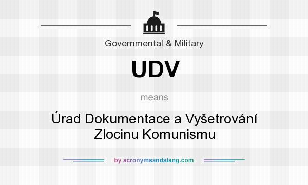 What does UDV mean? It stands for Úrad Dokumentace a Vyšetrování Zlocinu Komunismu
