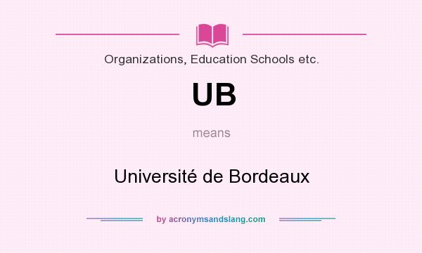 What does UB mean? It stands for Université de Bordeaux