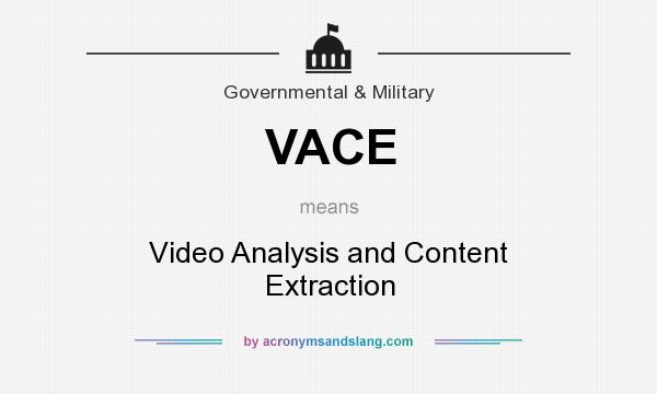 What does VACE mean? It stands for Video Analysis and Content Extraction