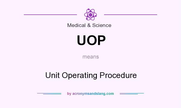 What does UOP mean? It stands for Unit Operating Procedure