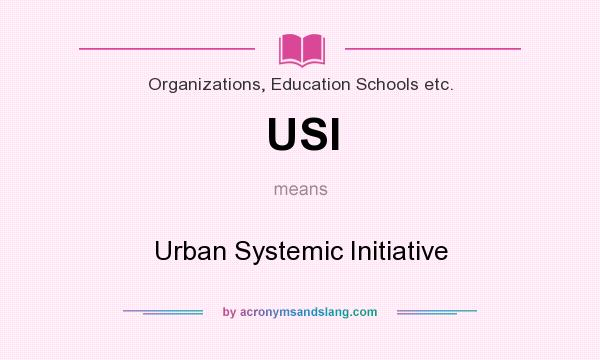 What does USI mean? It stands for Urban Systemic Initiative