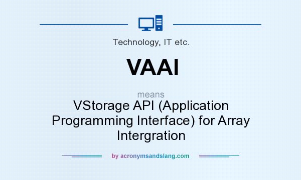 What does VAAI mean? It stands for VStorage API (Application Programming Interface) for Array Intergration