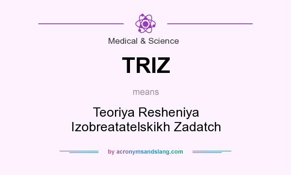 What does TRIZ mean? It stands for Teoriya Resheniya Izobreatatelskikh Zadatch