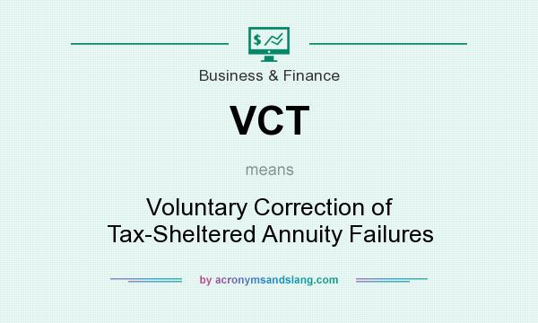What does VCT mean? It stands for Voluntary Correction of Tax-Sheltered Annuity Failures