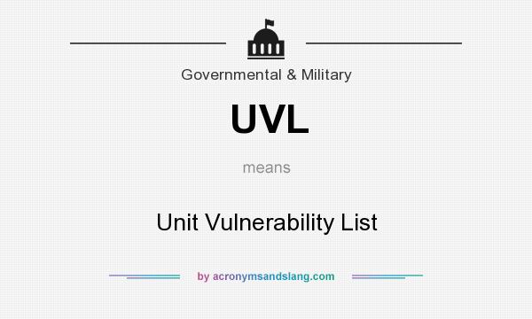 What does UVL mean? It stands for Unit Vulnerability List