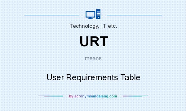 What does URT mean? It stands for User Requirements Table