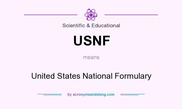 What does USNF mean? It stands for United States National Formulary