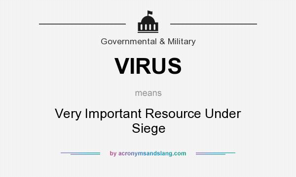 What does VIRUS mean? It stands for Very Important Resource Under Siege