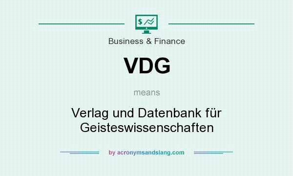 What does VDG mean? It stands for Verlag und Datenbank für Geisteswissenschaften