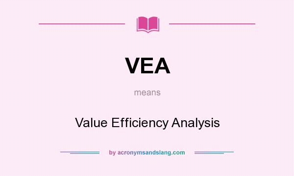 What does VEA mean? It stands for Value Efficiency Analysis