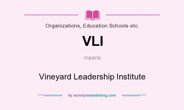 What does VLI mean? It stands for Vineyard Leadership Institute