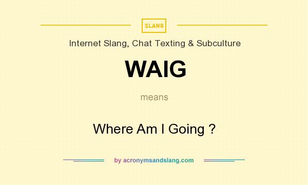 What does WAIG mean? It stands for Where Am I Going ?