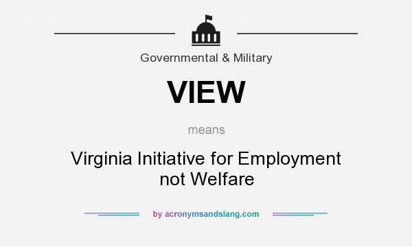 VIEW Virginia Initiative For Employment Not Welfare In Government 