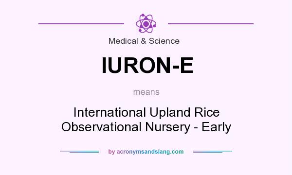 What does IURON-E mean? It stands for International Upland Rice Observational Nursery - Early