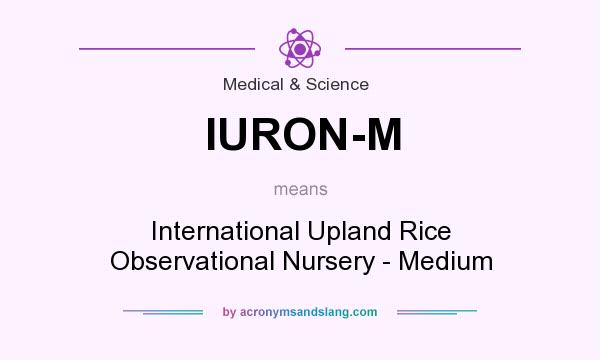 What does IURON-M mean? It stands for International Upland Rice Observational Nursery - Medium