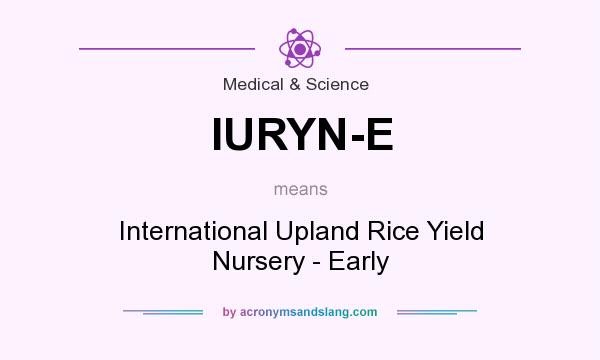 What does IURYN-E mean? It stands for International Upland Rice Yield Nursery - Early