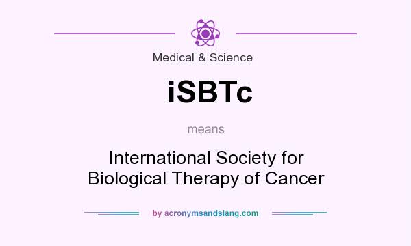 What does iSBTc mean? It stands for International Society for Biological Therapy of Cancer