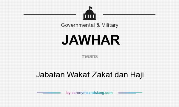 What does JAWHAR mean? It stands for Jabatan Wakaf Zakat dan Haji