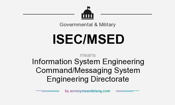 What does ISEC/MSED mean? It stands for Information System Engineering Command/Messaging System Engineering Directorate