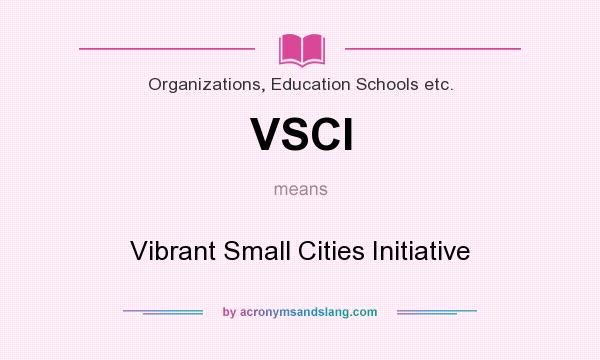 What does VSCI mean? It stands for Vibrant Small Cities Initiative