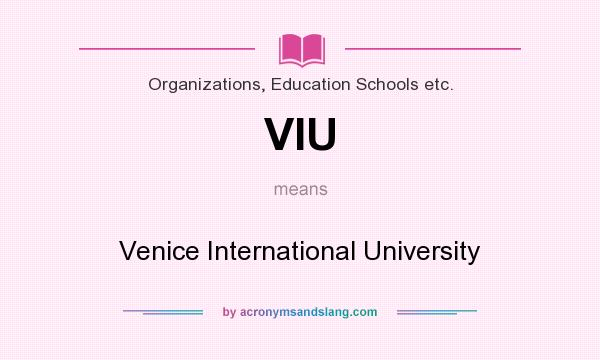 What does VIU mean? It stands for Venice International University