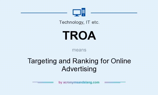 What does TROA mean? It stands for Targeting and Ranking for Online Advertising