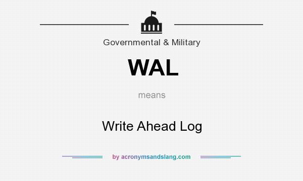 What does WAL mean? It stands for Write Ahead Log