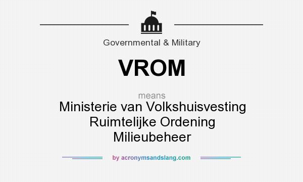 What does VROM mean? It stands for Ministerie van Volkshuisvesting Ruimtelijke Ordening Milieubeheer