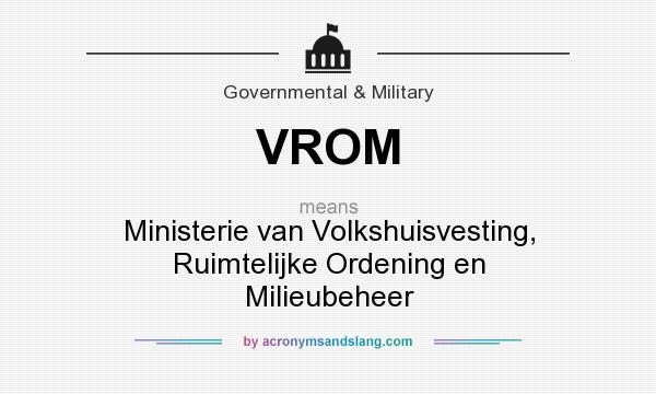 What does VROM mean? It stands for Ministerie van Volkshuisvesting, Ruimtelijke Ordening en Milieubeheer