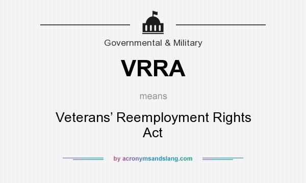 What does VRRA mean? It stands for Veterans’ Reemployment Rights Act