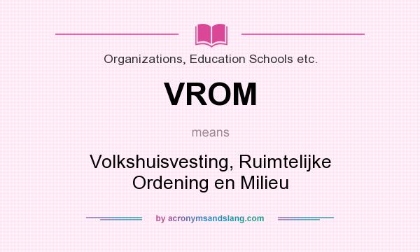 What does VROM mean? It stands for Volkshuisvesting, Ruimtelijke Ordening en Milieu