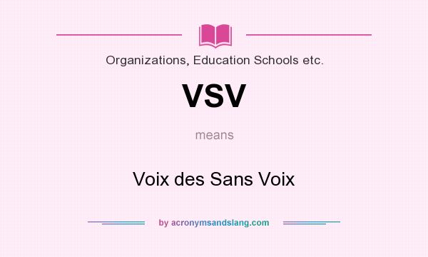 What does VSV mean? It stands for Voix des Sans Voix