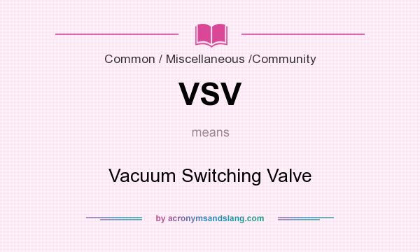 What does VSV mean? It stands for Vacuum Switching Valve