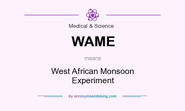 What does WAME mean? It stands for West African Monsoon Experiment