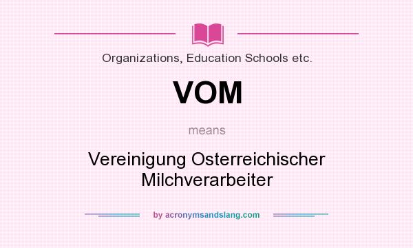 What does VOM mean? It stands for Vereinigung Osterreichischer Milchverarbeiter