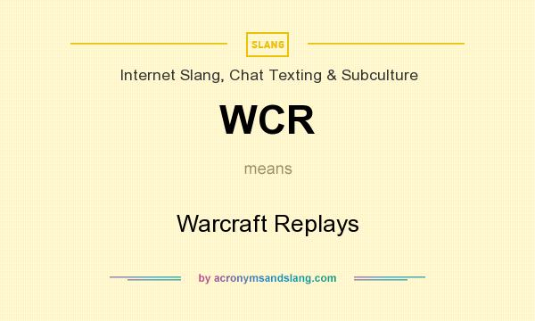 What does WCR mean? It stands for Warcraft Replays