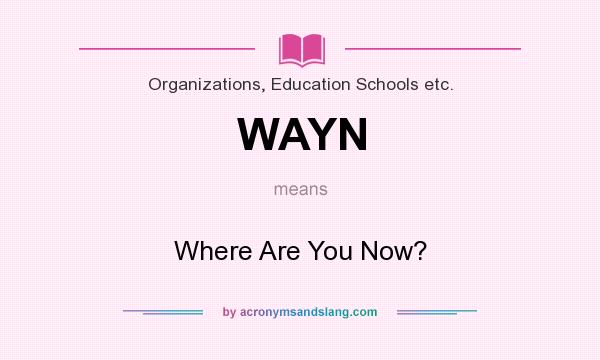 What does WAYN mean? It stands for Where Are You Now?