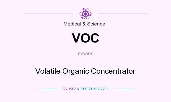 What does VOC mean? It stands for Volatile Organic Concentrator