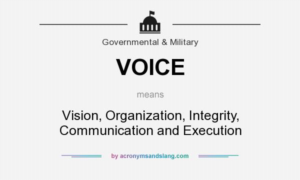 What does VOICE mean? It stands for Vision, Organization, Integrity, Communication and Execution