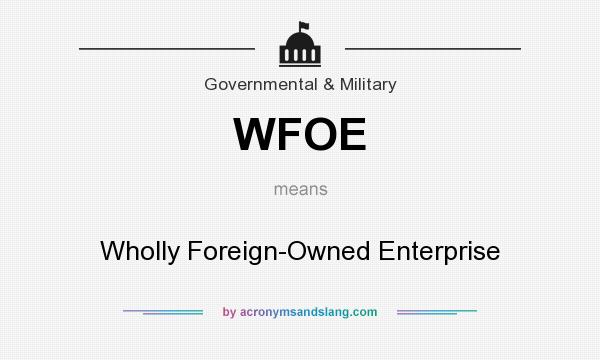 What does WFOE mean? It stands for Wholly Foreign-Owned Enterprise