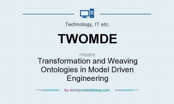 What does TWOMDE mean? It stands for Transformation and Weaving Ontologies in Model Driven Engineering