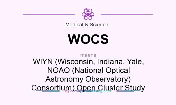 What does WOCS mean? It stands for WIYN (Wisconsin, Indiana, Yale, NOAO (National Optical Astronomy Observatory) Consortium) Open Cluster Study