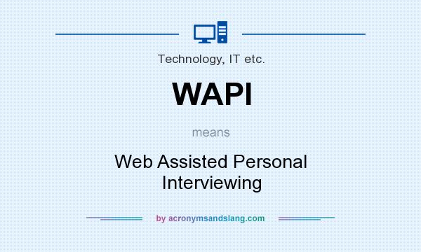 What does WAPI mean? It stands for Web Assisted Personal Interviewing