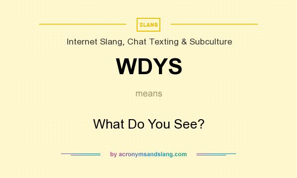 What does WDYS mean? It stands for What Do You See?