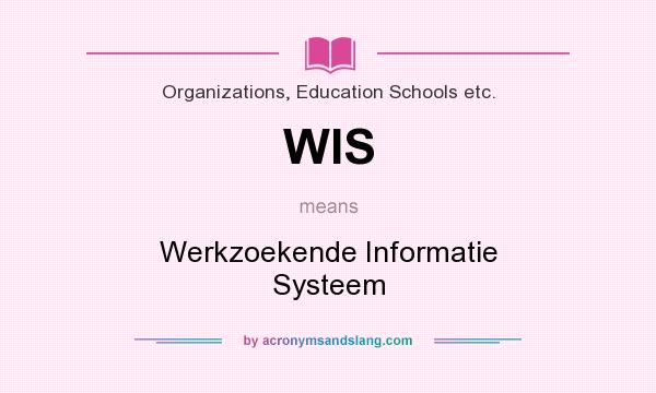 What does WIS mean? It stands for Werkzoekende Informatie Systeem