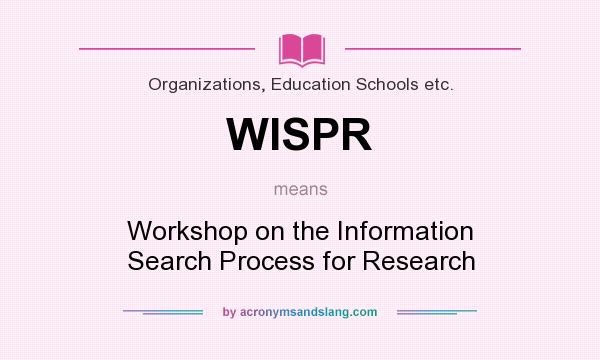What does WISPR mean? It stands for Workshop on the Information Search Process for Research