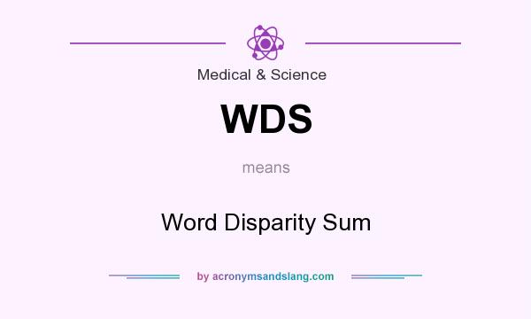 What does WDS mean? It stands for Word Disparity Sum