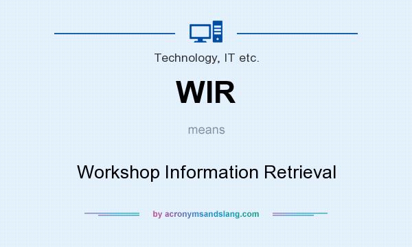 What does WIR mean? It stands for Workshop Information Retrieval